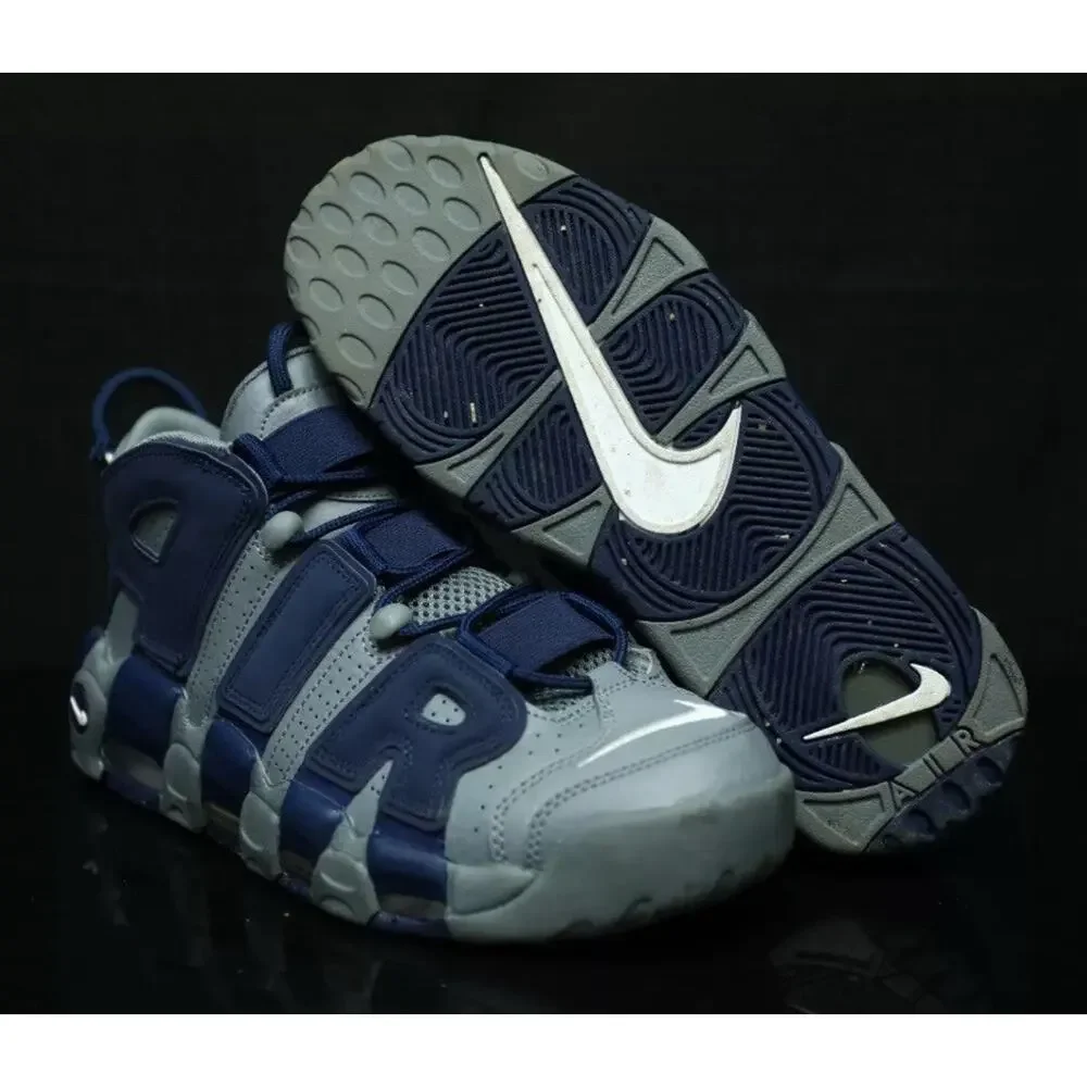 NIKE Air Uptempos Rare Georgetown Hoyas Shoes Cool Grey Navy Mens 8 Fast Ship